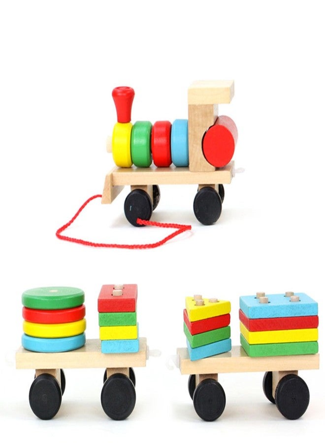 UPBEAT Wooden Shape Sorter Train Toy for Toddlers & Preschoolers (18-60 Months) I Classic Toy I Montessori Leaning I Kids' Wooden Pull-Along Shape Sorter Train - Image 2